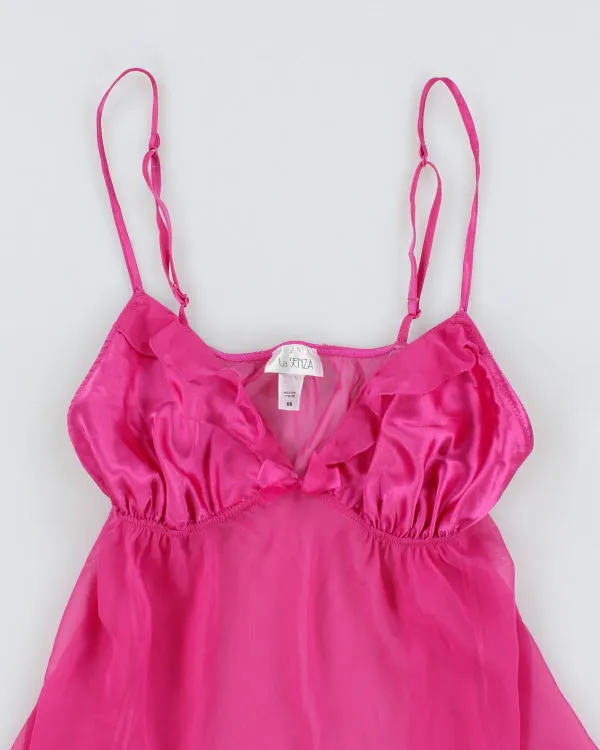 Y2k 00s La Senza Pink Mesh Ruffle Cami - M sold by Rokit product image thumbnail 3