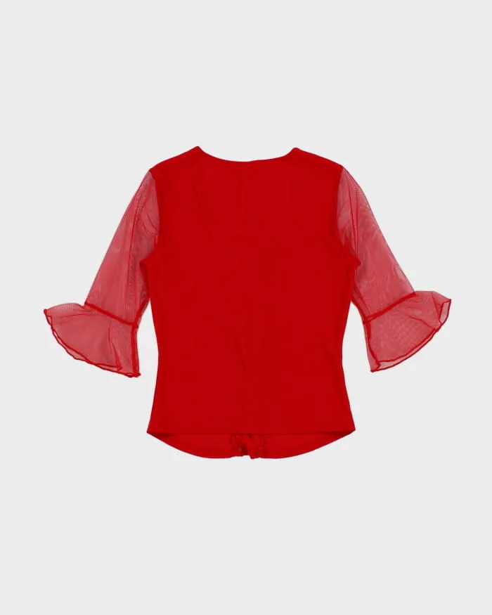 Vintage 90s Red Lace Front Blouse - S sold by Rokit product image thumbnail 2