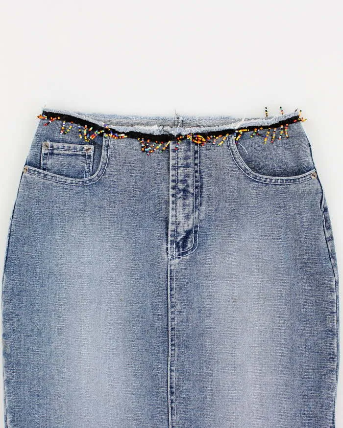Y2k 00s Denim Beaded Sequin Skirt - S sold by Rokit product image thumbnail 3