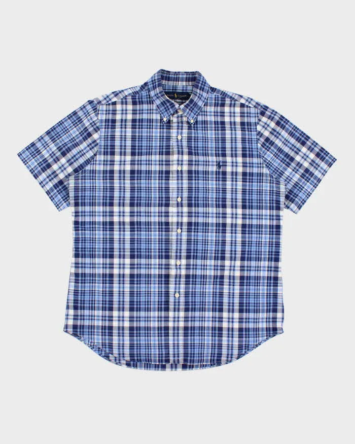 Ralph Lauren Blue Check Short Sleeve Shirt - L sold by Rokit