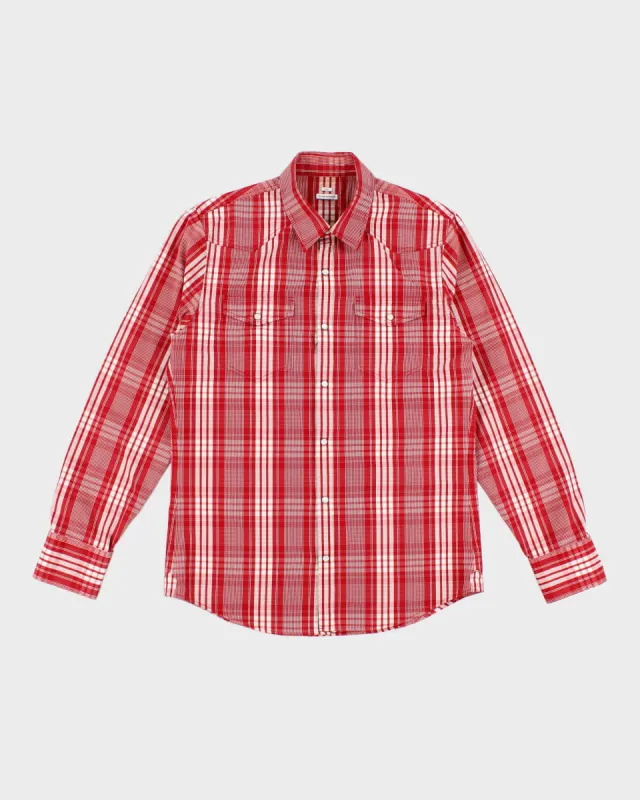 Button Up Club Monaco Red Collared Shirt - M sold by Rokit