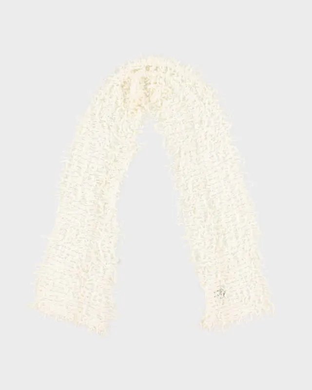 Vintage Cream Knit Fluffy Scarf sold by Rokit
