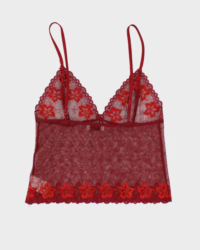 Y2k 00s Nai Lingerie Red Lace Embroidered Cami - S sold by Rokit product image thumbnail 2