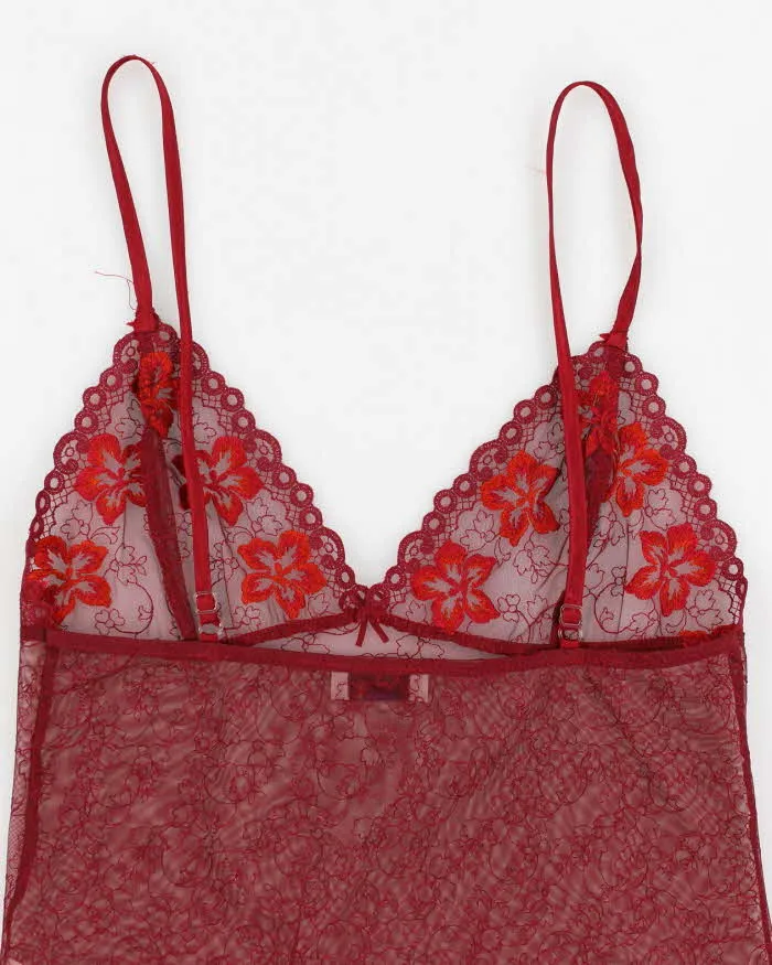 Y2k 00s Nai Lingerie Red Lace Embroidered Cami - S sold by Rokit product image thumbnail 4