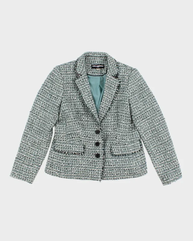 Women's Karl Lagerfeld  Buckled Tweed Bouclé Blazer Jacket - M sold by Rokit