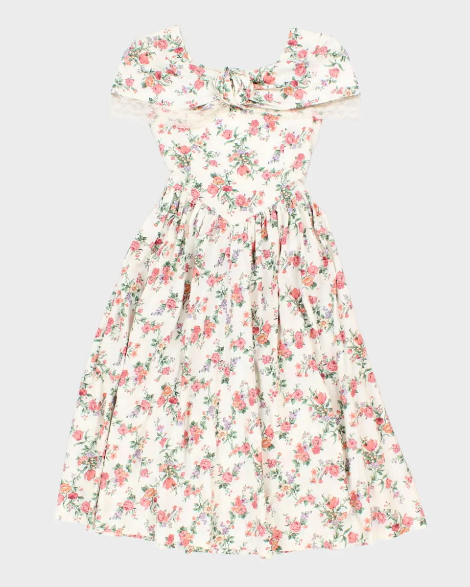 Vintage 80s Handmade Floral Evening Dress - XS sold by Rokit