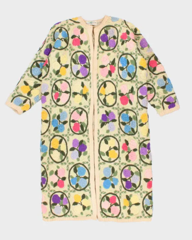 Vintage Woman's Floral Embroidered Knit Coat - M sold by Rokit