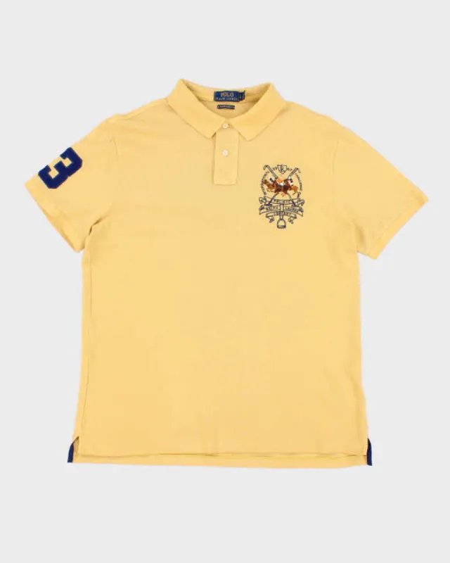 Mens Yellow Ralph Lauren Cotton Equestrian Polo Shirt - L sold by Rokit