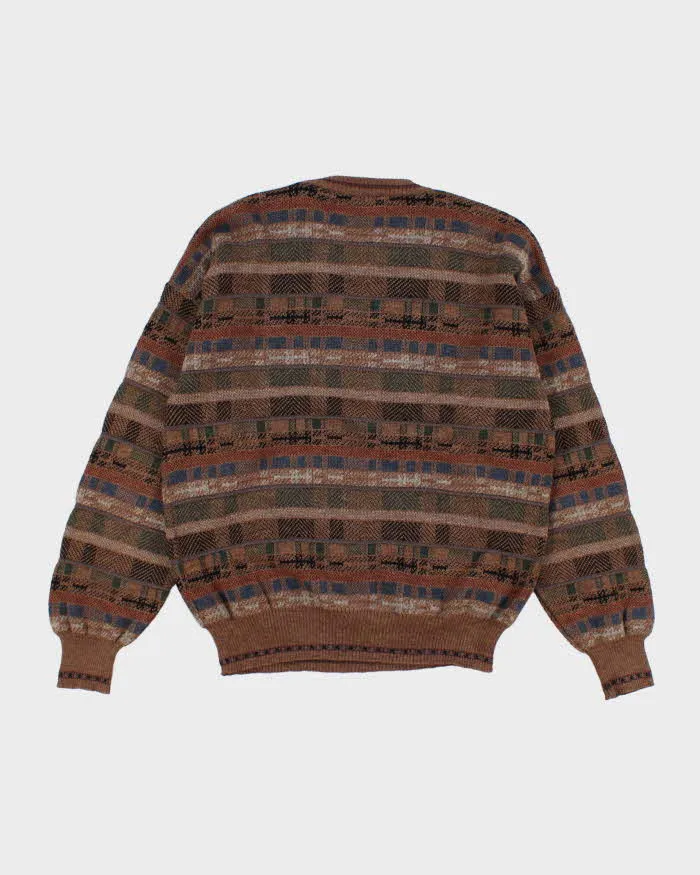 Vintage Men's Brown Patterned Wool Knit Sweater - M sold by Rokit product image thumbnail 2