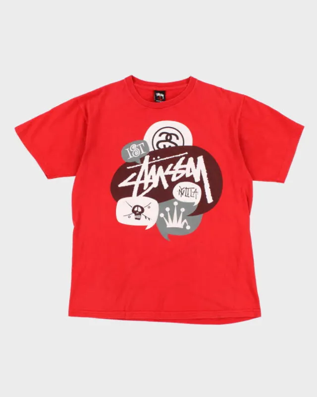 Stussy Red Graphic T-Shirt - L sold by Rokit