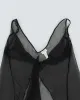 Y2k 00s Silk & Satin Black Mesh Cami - M sold by Rokit