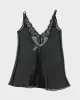 Y2k 00s Silk & Satin Black Mesh Cami - M sold by Rokit