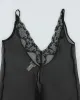 Y2k 00s Silk & Satin Black Mesh Cami - M sold by Rokit