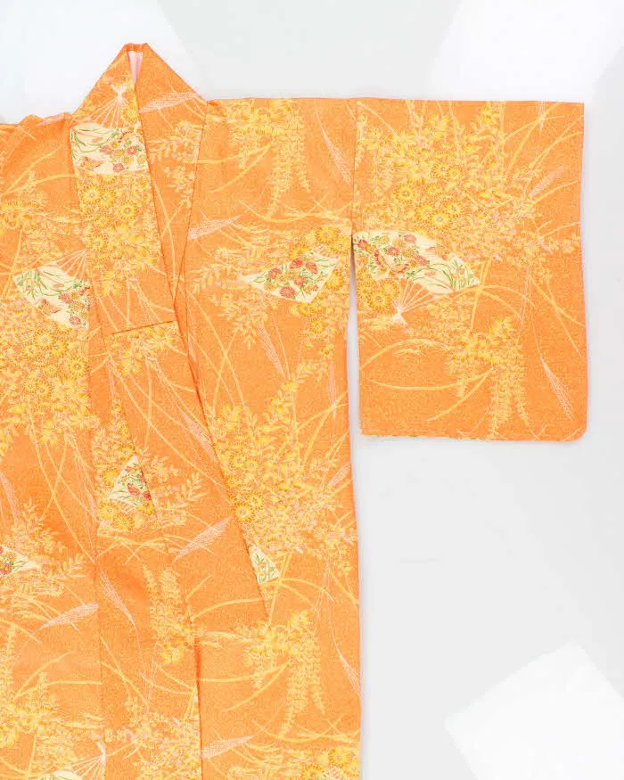 Vintage Woman's Orange Floral Print Kimono - M sold by Rokit product image thumbnail 3
