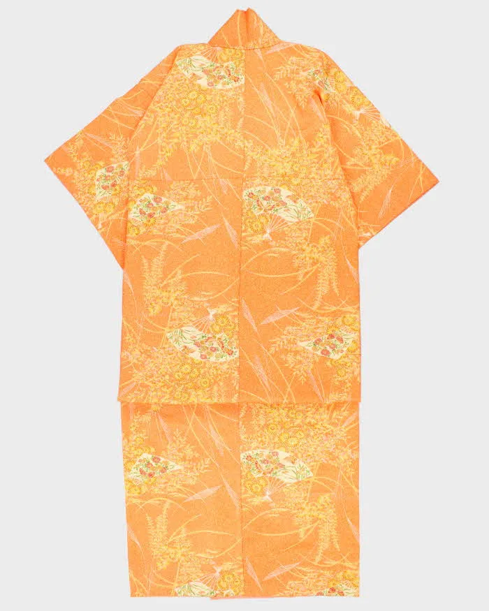 Vintage Woman's Orange Floral Print Kimono - M sold by Rokit product image thumbnail 2