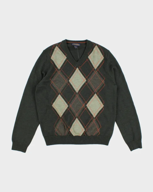 Brooks Brothers Argyle Wool Jumper - L sold by Rokit