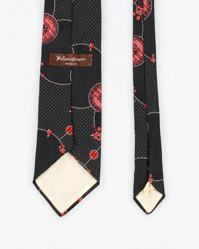 Vintage Men's YSL Red And Black Patterned Tie sold by Rokit product image thumbnail 2