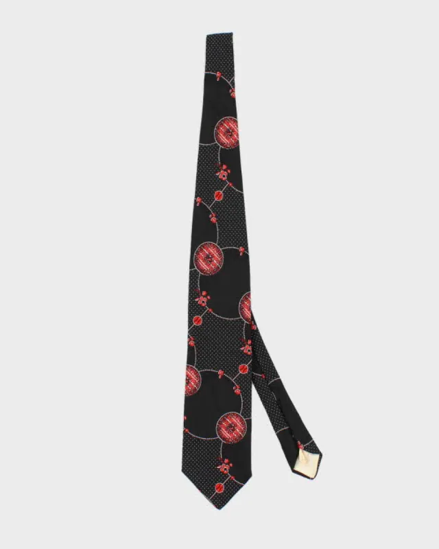 Vintage Men's YSL Red And Black Patterned Tie sold by Rokit