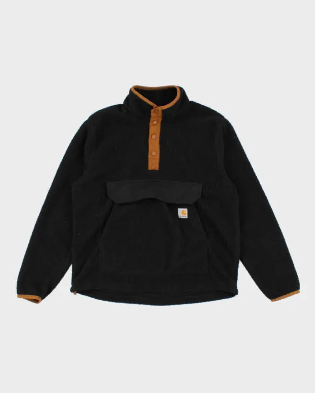 Men's Black Carhartt half Button Fleece - M made by Carhartt