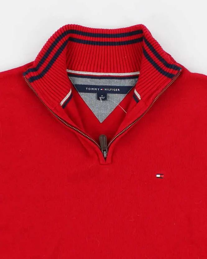 00s Tommy Hilfiger Quarter Zip Red Jumper - M sold by Rokit product image thumbnail 3
