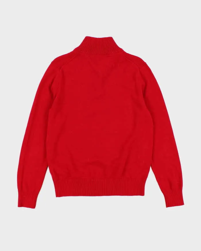00s Tommy Hilfiger Quarter Zip Red Jumper - M sold by Rokit product image thumbnail 2