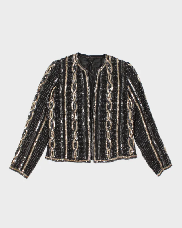 Vintage Sequined Party Open Jacket - M sold by Rokit
