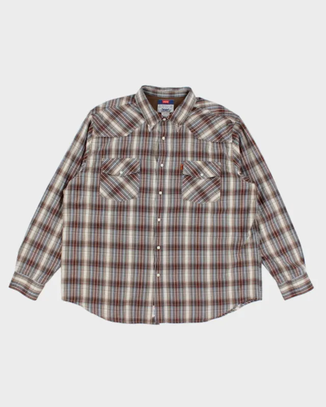 Mens Levis Brown Blue Plaid Button Up Work Shirt - XL sold by Rokit