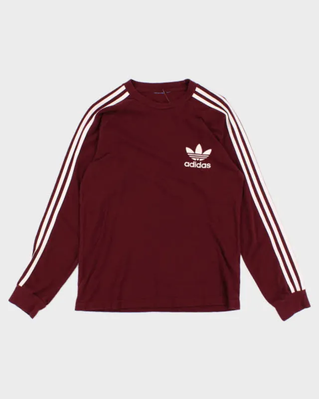 Womens Burgundy Adidas Long Sleeve Shirt - M sold by Rokit