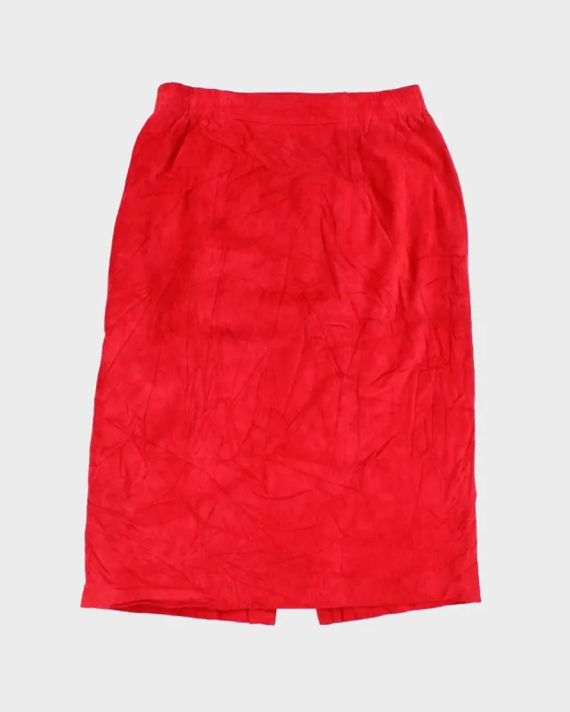 80's Leather Suede Red Skirt - W31 sold by Rokit