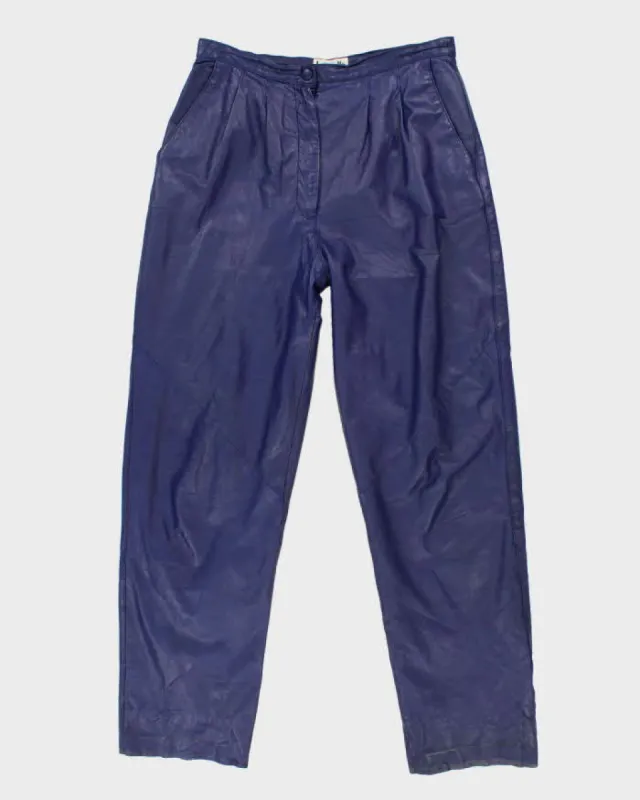 Vintage Woman's Blue Leather Trousers - W32 sold by Rokit