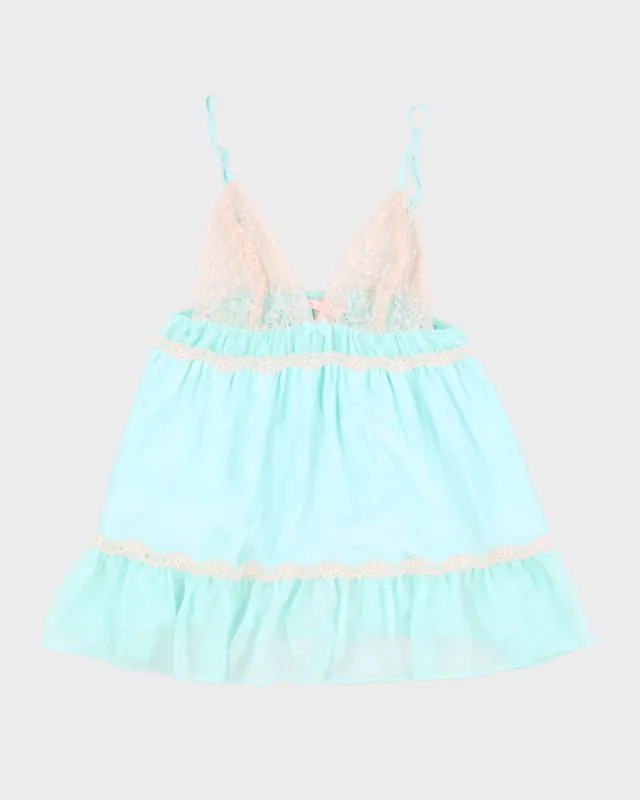 Y2K 00s Victoria's Secret Blue Lace Cami - S sold by Rokit