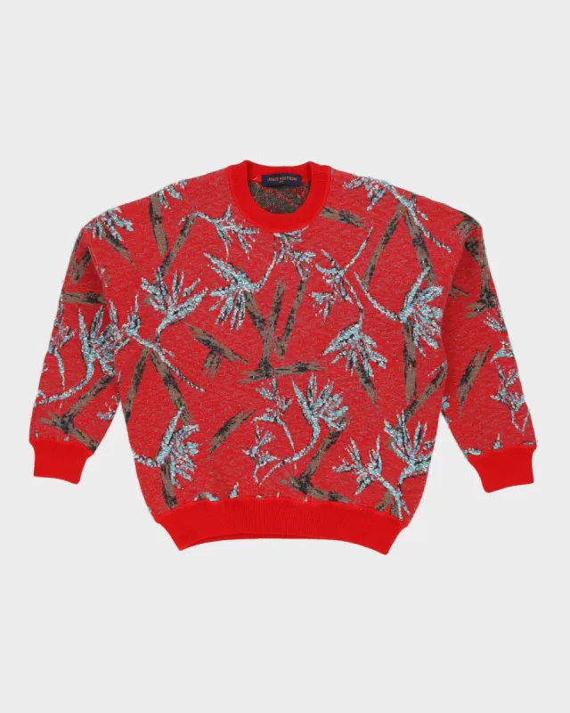 Louis Vuitton Red Patterned Wool Jersey Jumper - L sold by Rokit