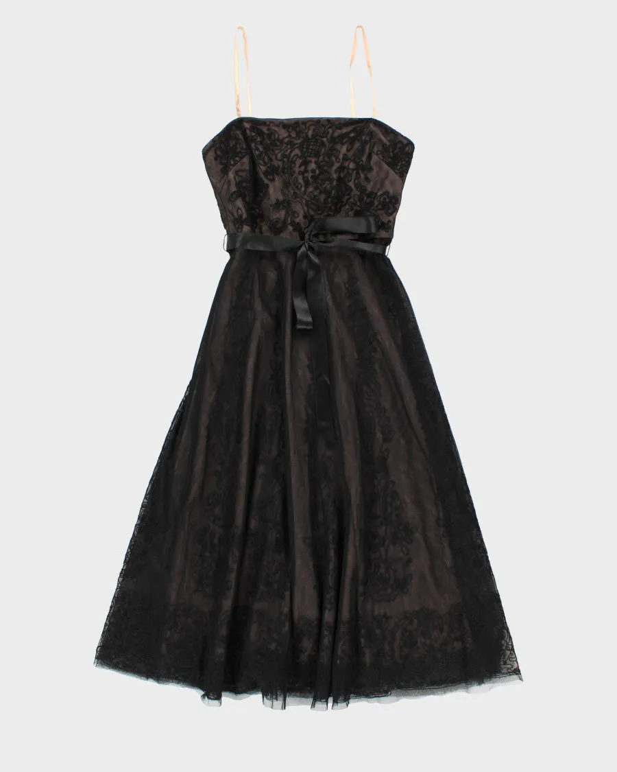 00s BCBG MaxAzria Mesh Embroidered Ribbon Belted Midi Dress - XS sold by Rokit