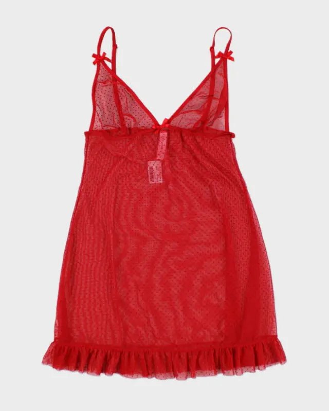 Deadstock La Vie En Rose Red Mesh Cami Top - S sold by Rokit