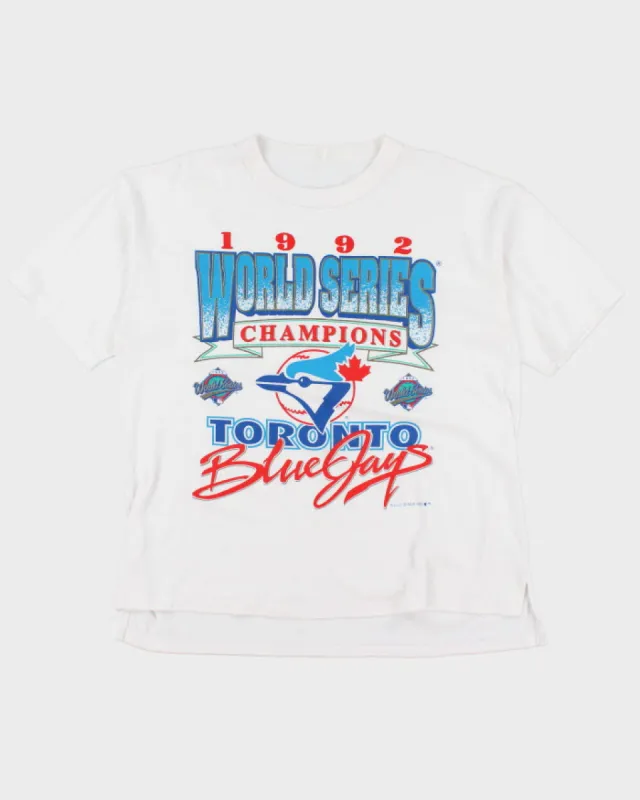 Vintage 1992 World Series MLB Blue Jays Single Stitch T-Shirt - L sold by Rokit