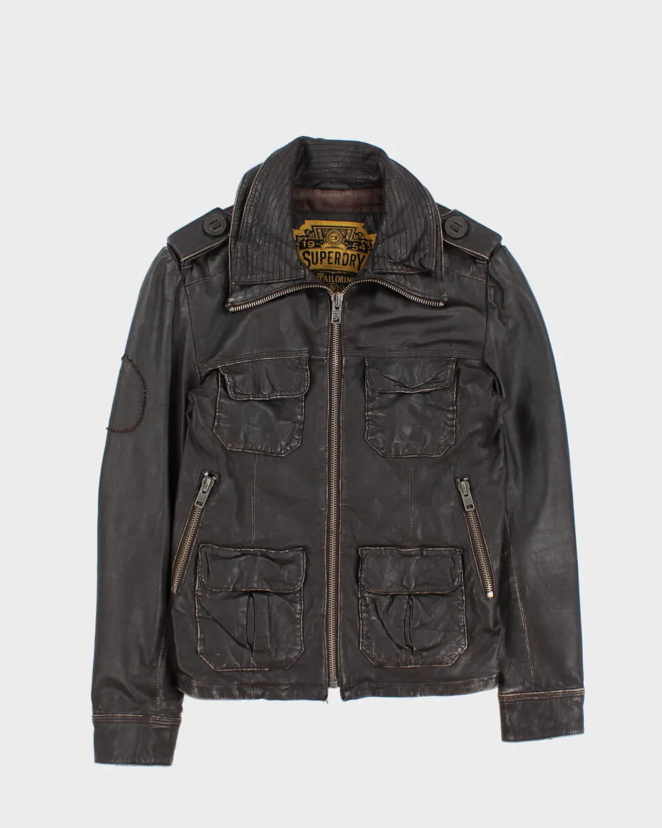 Superdry Leather Motorcycle Jacket - S sold by Rokit