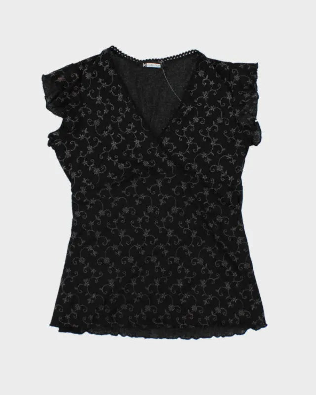 Y2k 00s M Collection Floral Mesh Top - M sold by Rokit