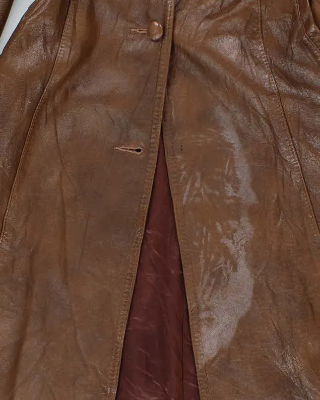 Vintage 70s Marquis Of London Classic Brown Leather Trench - S sold by Rokit product image thumbnail 4