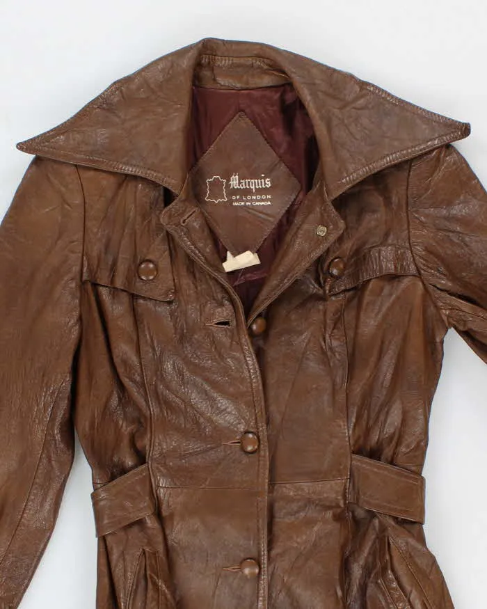 Vintage 70s Marquis Of London Classic Brown Leather Trench - S sold by Rokit product image thumbnail 3