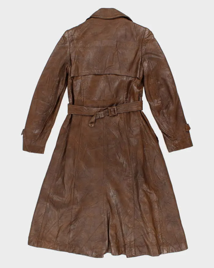 Vintage 70s Marquis Of London Classic Brown Leather Trench - S sold by Rokit product image thumbnail 2