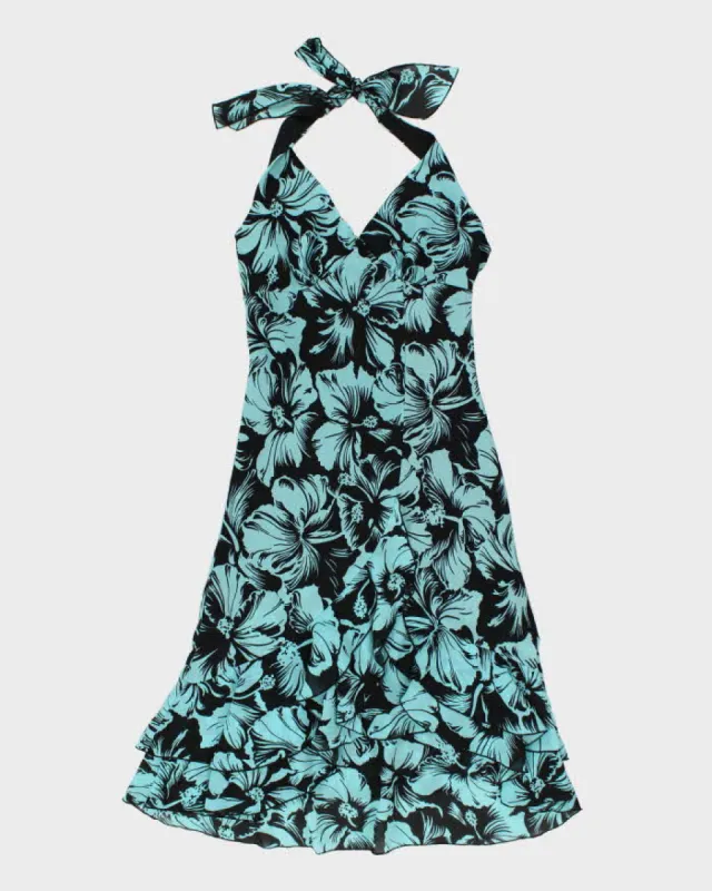 Y2k 00s Floral Halter Dress - S sold by Rokit