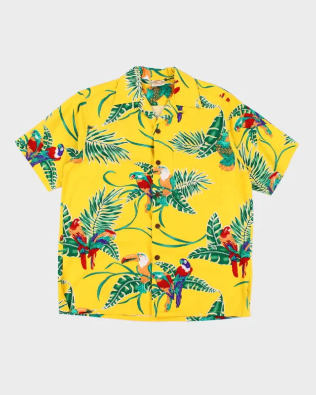 Vintage Men's Yellow Hawaiian Print Shirt - M sold by Rokit