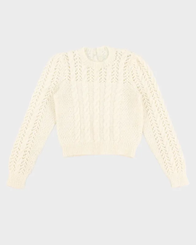 Women's Vintage Cream Knit Jumper - S sold by Rokit