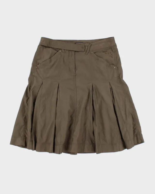 Deadstock Mexx Khaki Pleated Skirt - M sold by Rokit