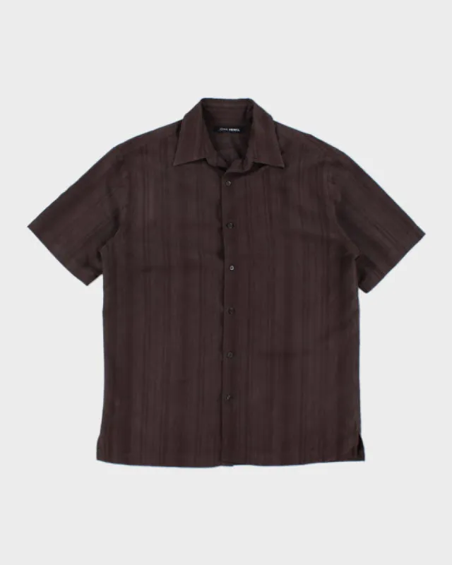 Y2k 00s John Henry Brown Stripe Shirt - M sold by Rokit