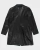 Danier Black Long Leather Jacket - L sold by Rokit