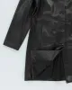 Danier Black Long Leather Jacket - L sold by Rokit