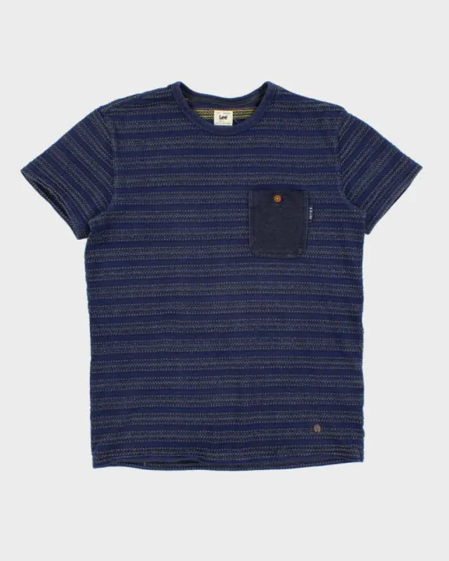 Lee Textured Stitching Navy T-Shirt - S sold by Rokit