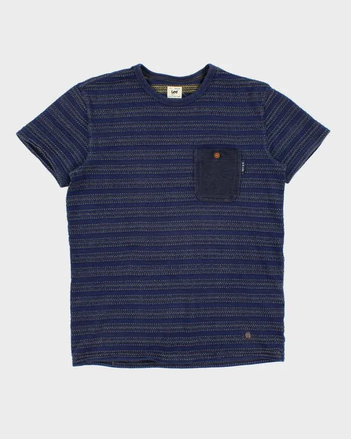 Lee Textured Stitching Navy T-Shirt - S sold by Rokit