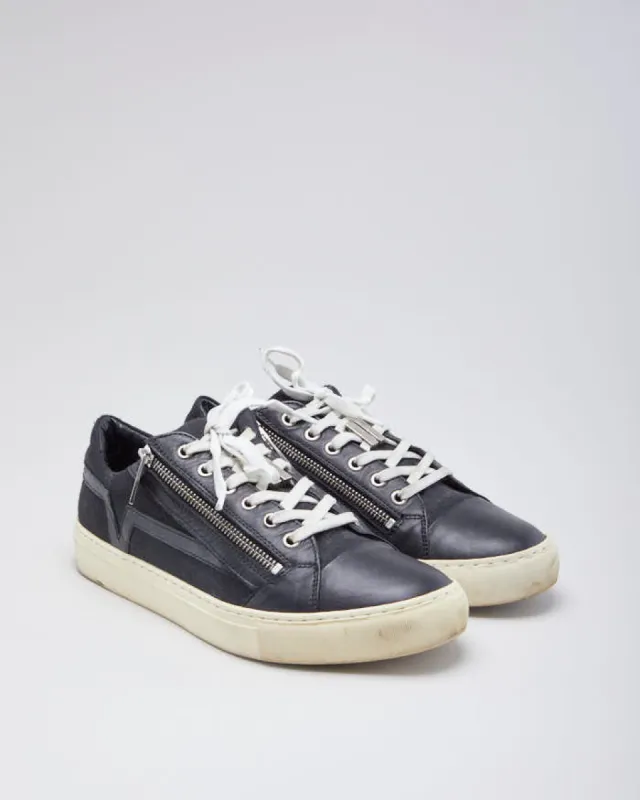 Woman's Black Leather Versace Zip UP Trainers - UK 7 made by Versace